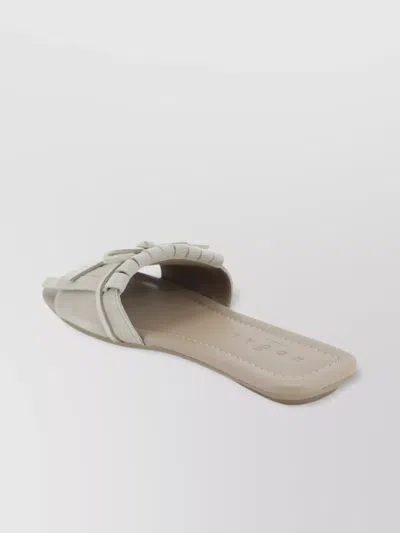 Hogan Lace Sandals With Bow And Fringe In Gray