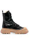 Hogan Lace-up Ankle Boots In Black