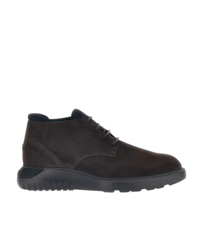 Hogan Lace-up Ankle Boots In Black