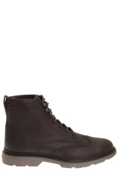 Hogan Lace-up Ankle Boots  In Black