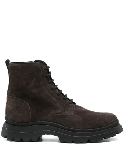 Hogan Lace-up Chunky-sole Boots In Brown