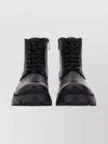 Hogan Lace-up Leather Ankle Boots Zip In Black