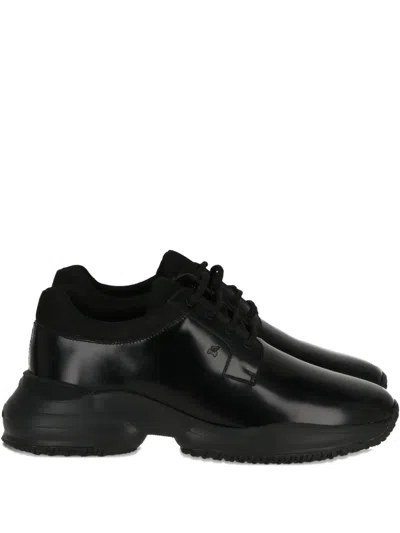 Hogan Lace-up Leather Sneakers In Black