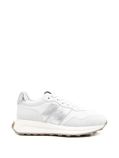 Hogan Women Silver H641 Leather Sneakers, 6.5 Luxury Sneakers For Women Darveys In White