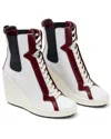 Hogan Lace-up Leather Wedge Boot In White