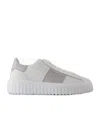 Hogan H-stripes Leather Sneakers In White