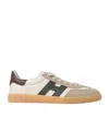 Hogan Leather And Suede Sneakers With Memory Foam Insole In Neutral