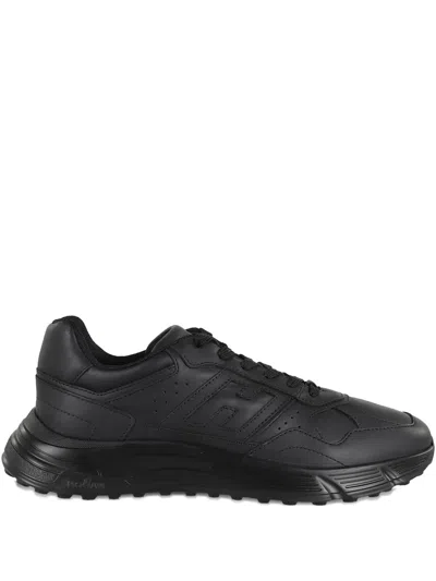 Hogan Lace-up Perforated Sneakers In Black