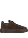 Hogan Brown Suede Sneakers With Padded Collar In Brown