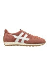 Hogan Suede Sneakers With Contrast Stripes And Rubber Sole In Brown
