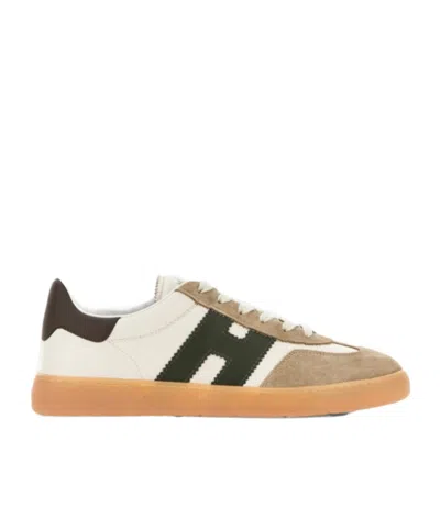 Hogan Lace-up Sneakers With Beige Suede Overlays In Multi