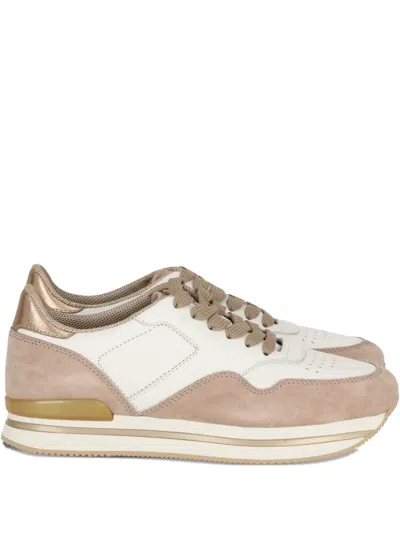 Hogan Lace-up Suede-leather Sneakers In Neutral