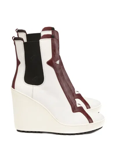 Hogan Lace-up Wedge Boots In Multi