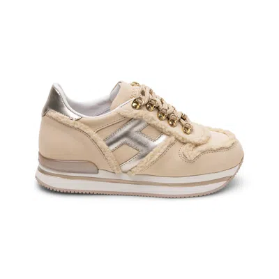 Hogan Metallic-trimmed Shearling Sneakers In Multi