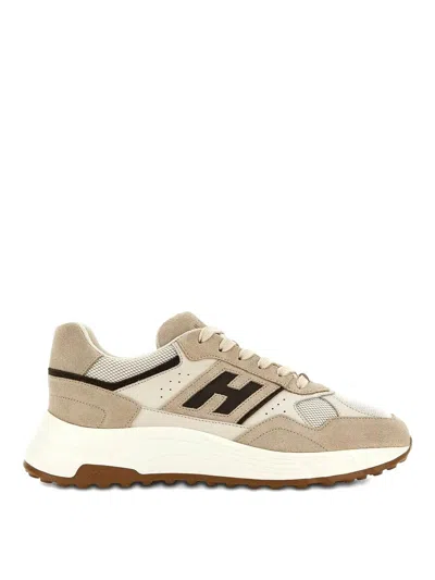 Hogan Leather And Mesh Hyperlight Sneakers In Brown