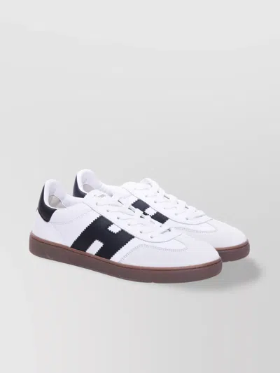 HOGAN LEATHER AND SUEDE LOW TOP SNEAKERS