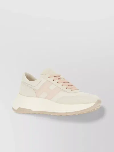 Hogan Leather And Suede Low-top Sneakers In Neutrals