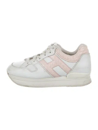 Pre-owned Hogan Leather Animal Print Chunky Sneakers In White