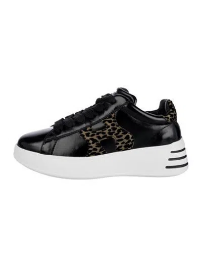 Pre-owned Hogan Leather Animal Print Sneakers In Black/white