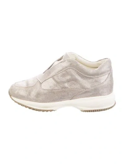 Pre-owned Hogan Leather Animal Print Sneakers In Metallic
