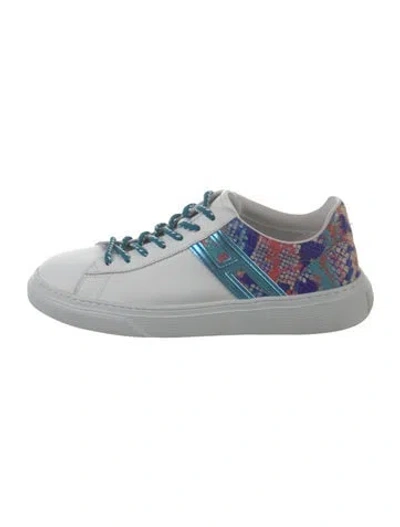 Pre-owned Hogan Leather Animal Print Sneakers In White