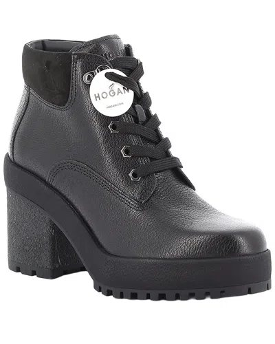 Hogan Leather Ankle Boot In Black