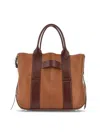 Hogan Small Leather Tote Bag Script In Brown
