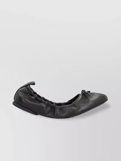 Hogan Leather Ballet Flats Round Toe In Black
