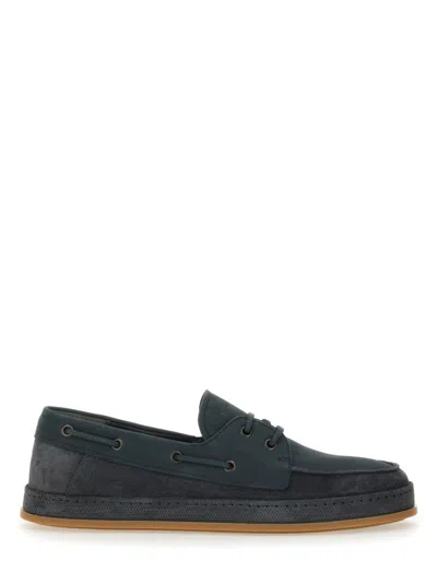 Hogan Leather Boat Moccasin In Blue