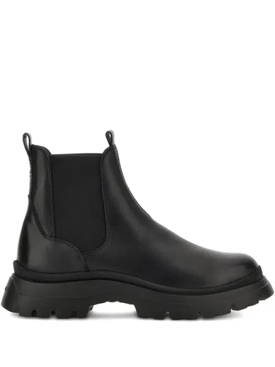 Hogan Leather Boots That Reach The Ankle In Black