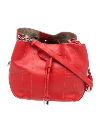 Pre-owned Hogan Leather Bucket Bag W/ Tags In Red