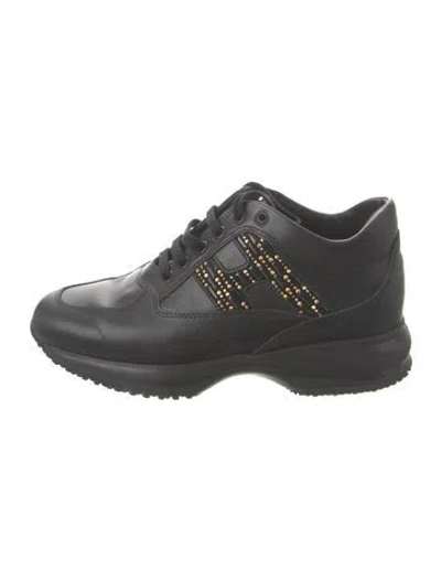 Pre-owned Hogan Leather Chunky Sneakers In Black