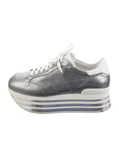 Pre-owned Hogan Leather Chunky Sneakers In Gray