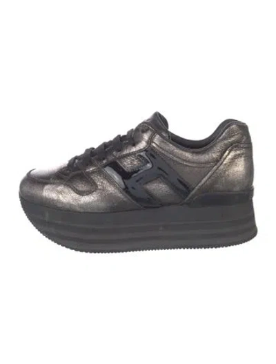 Pre-owned Hogan Leather Chunky Sneakers In Gray