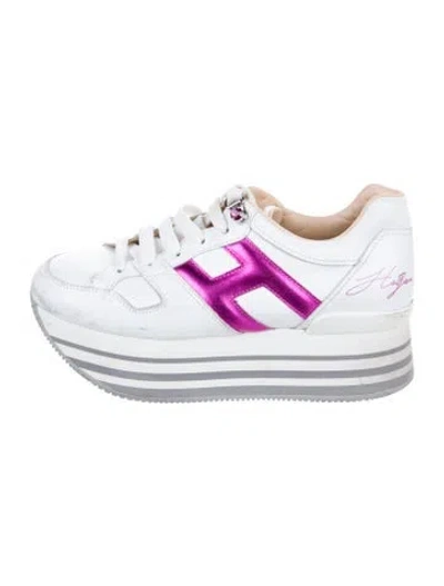 Pre-owned Hogan Leather Chunky Sneakers In White