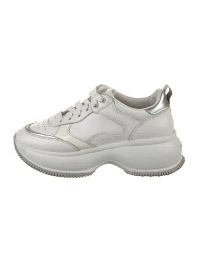 Pre-owned Hogan Leather Chunky Sneakers In White