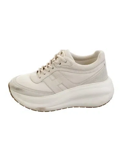 Pre-owned Hogan Leather Chunky Sneakers In White
