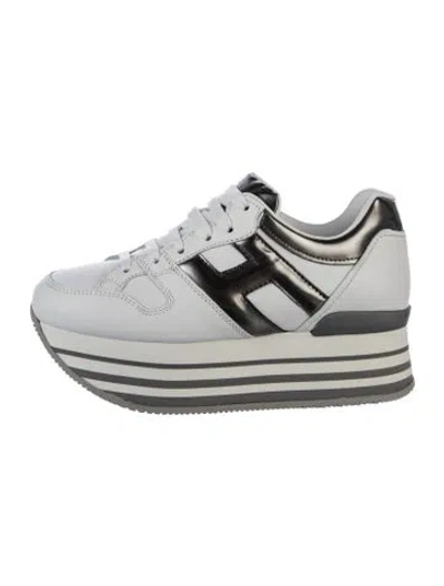 Pre-owned Hogan Leather Chunky Sneakers In White