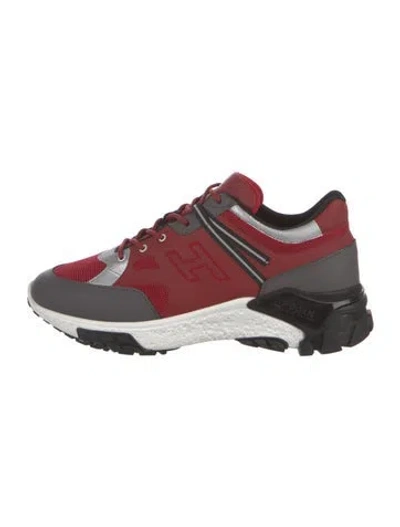 Pre-owned Hogan Leather Colorblock Pattern Athletic Sneakers In Red