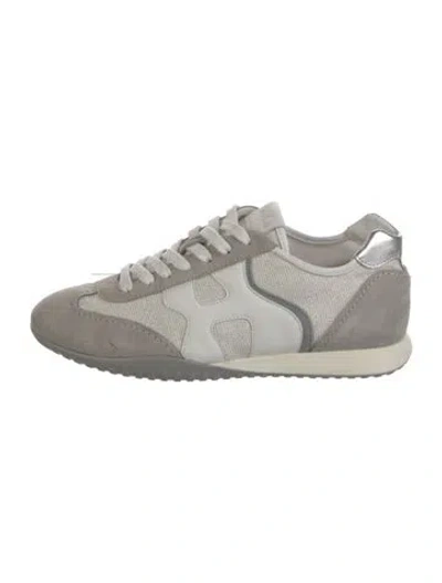 Pre-owned Hogan Leather Colorblock Pattern Athletic Sneakers In Silver