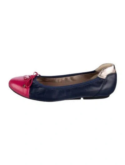 Pre-owned Hogan Leather Colorblock Pattern Ballet Flats In Blue