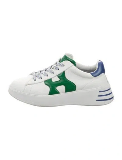 Pre-owned Hogan Leather Colorblock Pattern Chunky Sneakers In White