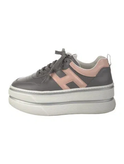 Pre-owned Hogan Leather Colorblock Pattern Chunky Sneakers In White