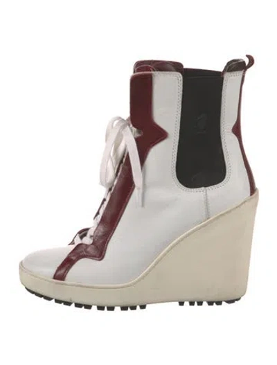 Pre-owned Hogan Leather Colorblock Pattern Pumps In White