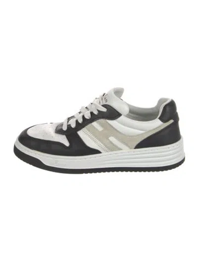 Pre-owned Hogan Leather Colorblock Pattern Sneakers In White