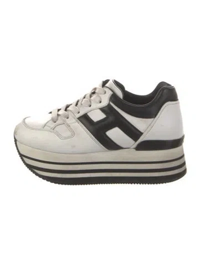 Pre-owned Hogan Leather Colorblock Pattern Sneakers In White