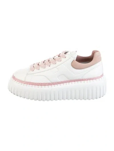 Pre-owned Hogan Leather Colorblock Pattern Sneakers In White