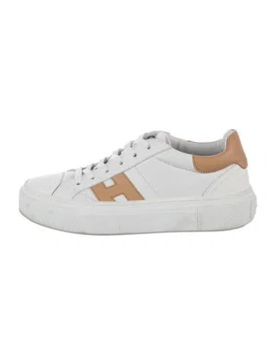 Pre-owned Hogan Leather Colorblock Pattern Sneakers In White