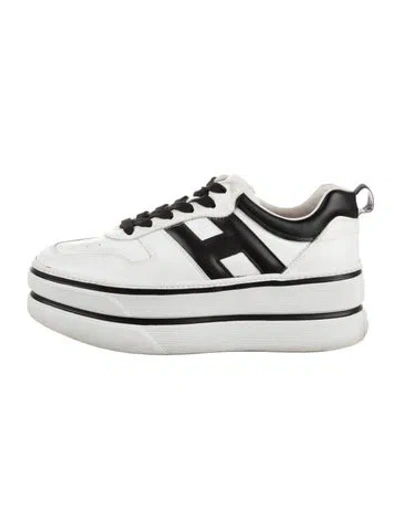 Pre-owned Hogan Leather Colorblock Pattern Sneakers In White