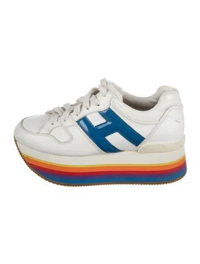 Pre-owned Hogan Leather Colorblock Pattern Sneakers In White
